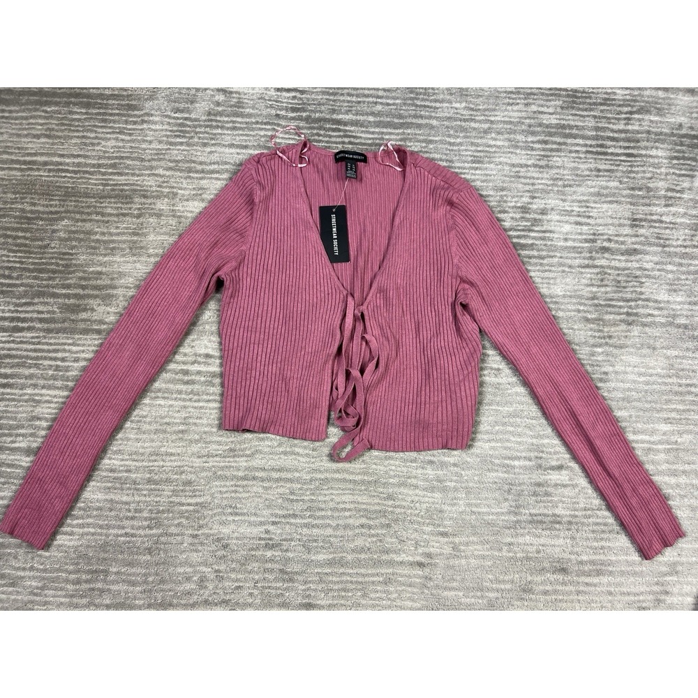 Streetwear Society Top Womens XL Pink Crop Open Knit Cardigan Rayon‎ Blend NWT